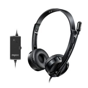 Rapoo H120 Stereo Wired On Ear Headphones With Microphone Noise-Reduction, Usb, Pc/Mac/Laptop/chrome OS - Black